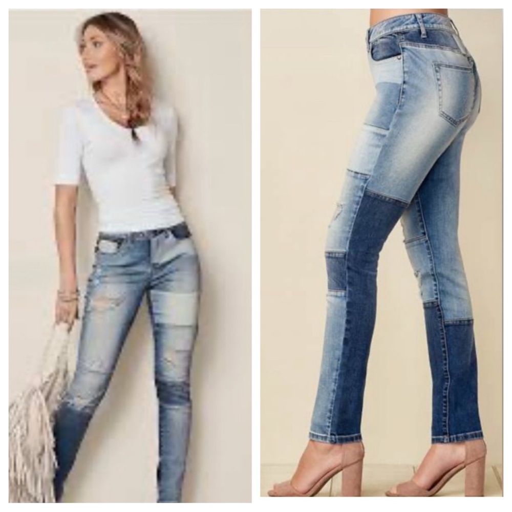 Venus Distressed Patchwork Denim Jeans size 2